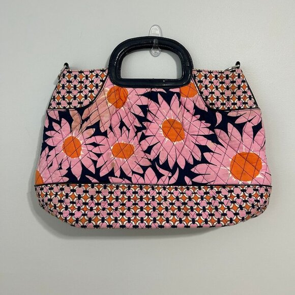 Vera Bradley Charleston Tote Loves Me Pink Orange Floral Bag Purse - Picture 3 of 7